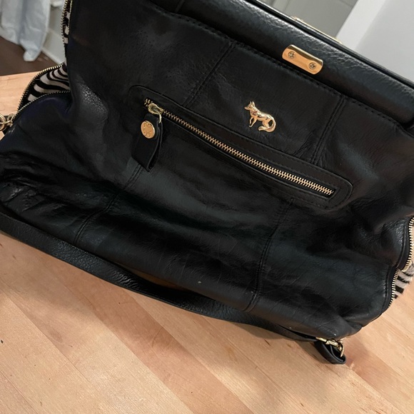 Emma Fox XL leather bag with zebra print inset zipper sides - Picture 3 of 7